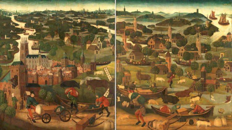 Schilderij van omstreeks 1500 over de Sint-Elisabethsvloed.