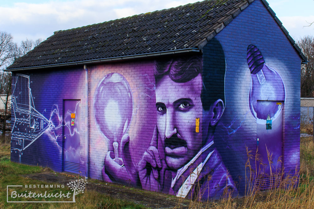 street art Tesla tijdens stadswandeling